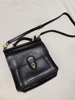 Coach Classic Black Leather Crossbody Satchel